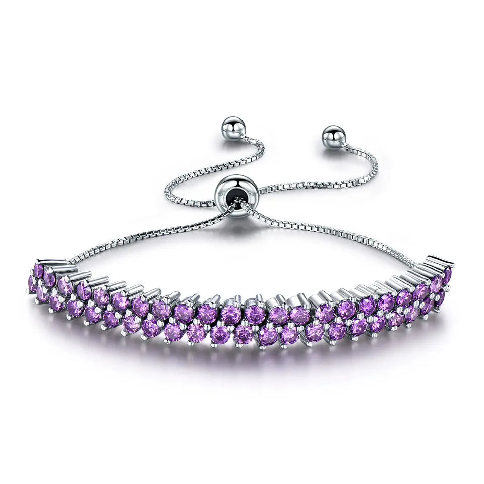 Genuine 925 Sterling Silver Bracelets Bangles for Women Nano Amethyst Gemstone Elegant Party Gift Wedding Jewelry Gift