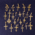 Hot Selling Women Men Plain Cross Pendants 24k Gold Plated DIY Jewelry in Stocks Stainless Steel Mixed Religious Pendant Charms