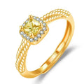 Wholesale Ladies Promise Bling Yellow Gold Plated Square Diamond Ring Iced Out Cubic Zirconia CZ Geometric Wedding Rings Jewelry