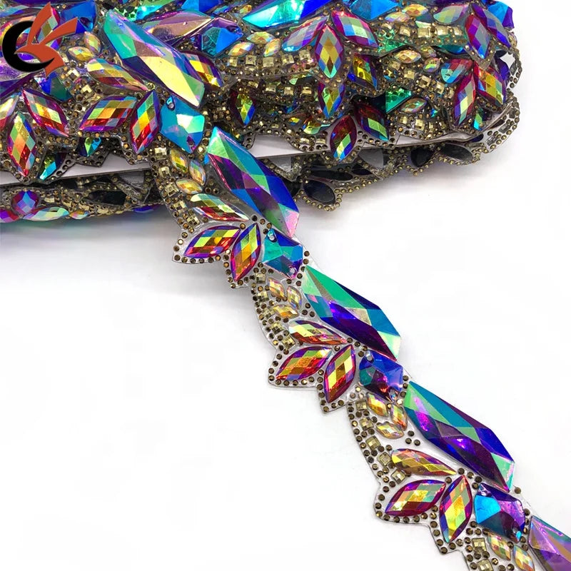 Purple AB Color Resin Gems Hot Fix Rhinestone Applique Trim for Garments Shoes Bags-for Carnival Costume & Iron-On Craft Decor