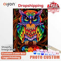 Orfon LY2024 Painting by Numbers ANIMAL  Owl Abstract Handmade Paintings on Canvas DIY  Oil Painting for Adults