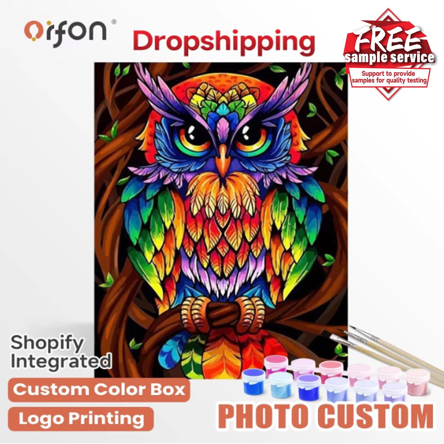 Orfon LY2024 Painting by Numbers ANIMAL  Owl Abstract Handmade Paintings on Canvas DIY  Oil Painting for Adults