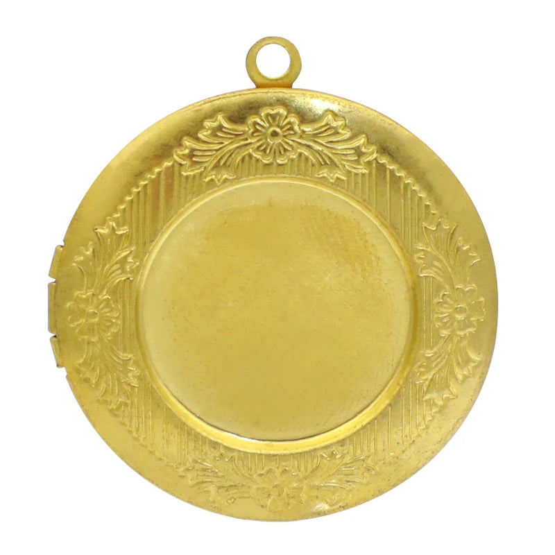 Jewelry Accessories  Round Type 34 to 37 Patterned Photo Locket Blank Photo Frame Locket Pendant Necklace Hinge