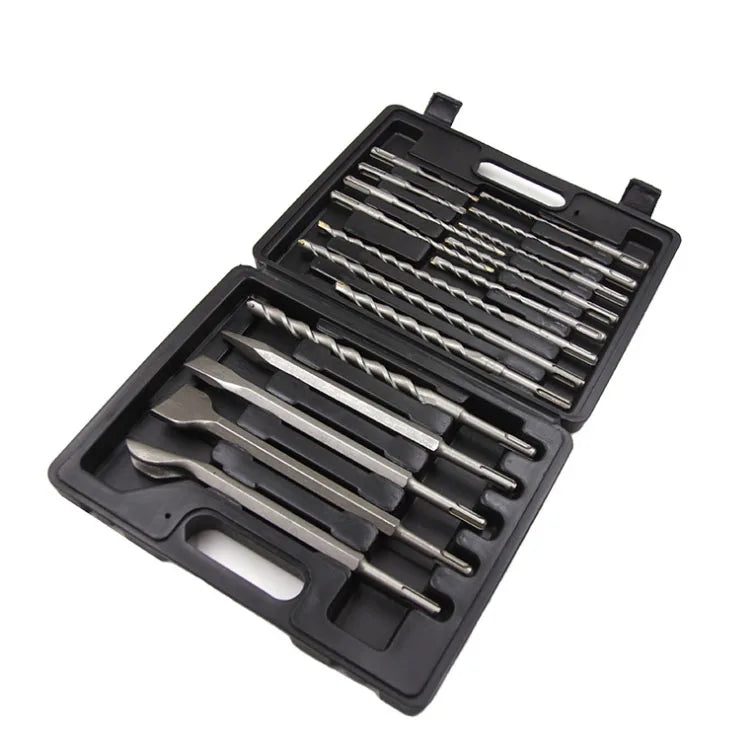 17 Pieces Carbide-Tipped SDS Plus Masonry Drill Bits Set Electric Hammer Drill Bits Kit With Tool Case