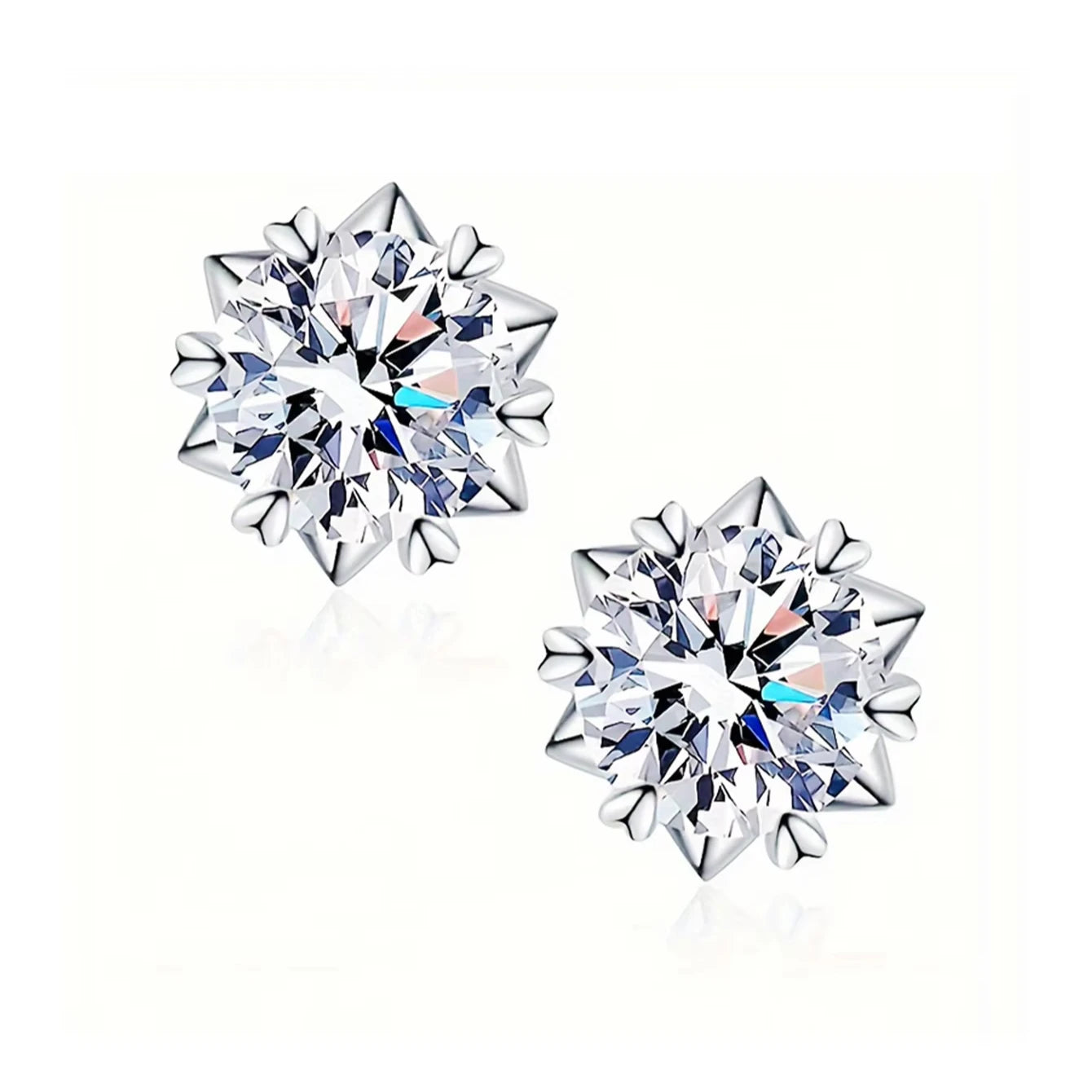 Jewel Snow Flower Shape 1CT Luxury Diamond Engagement Stud Earrings S925 Sterling Silver Moissanite Dazzling Floral Design
