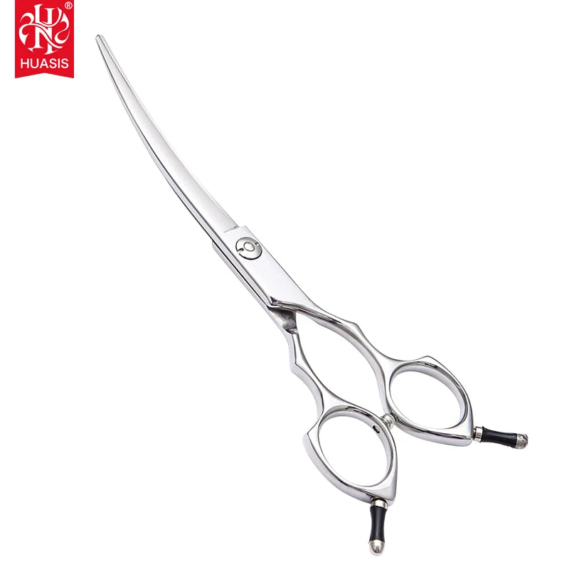 AR-D10 Japan 440C Stainless Steel Double Tails Curved Shear 6.5inch Mirror Polished for Small Animal Up-curve Blade Scissors Pet