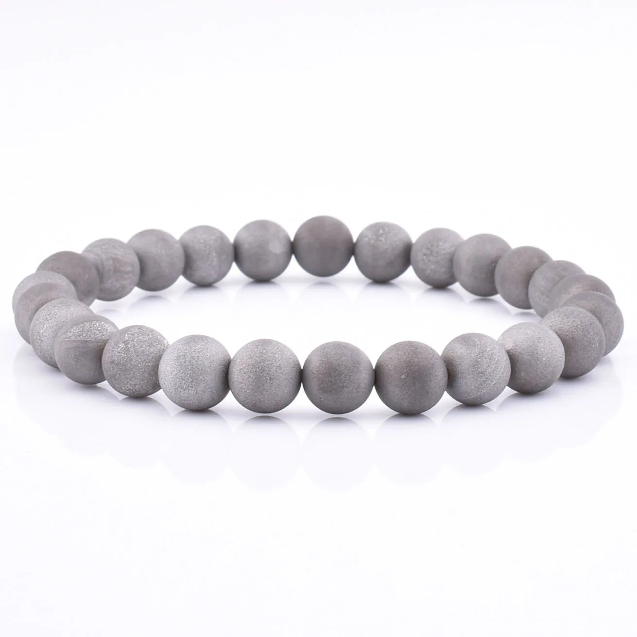 Wholesale Cool Grey Smile Agate Beaded Bracelet for Men Exquisite Stretch Bracelet