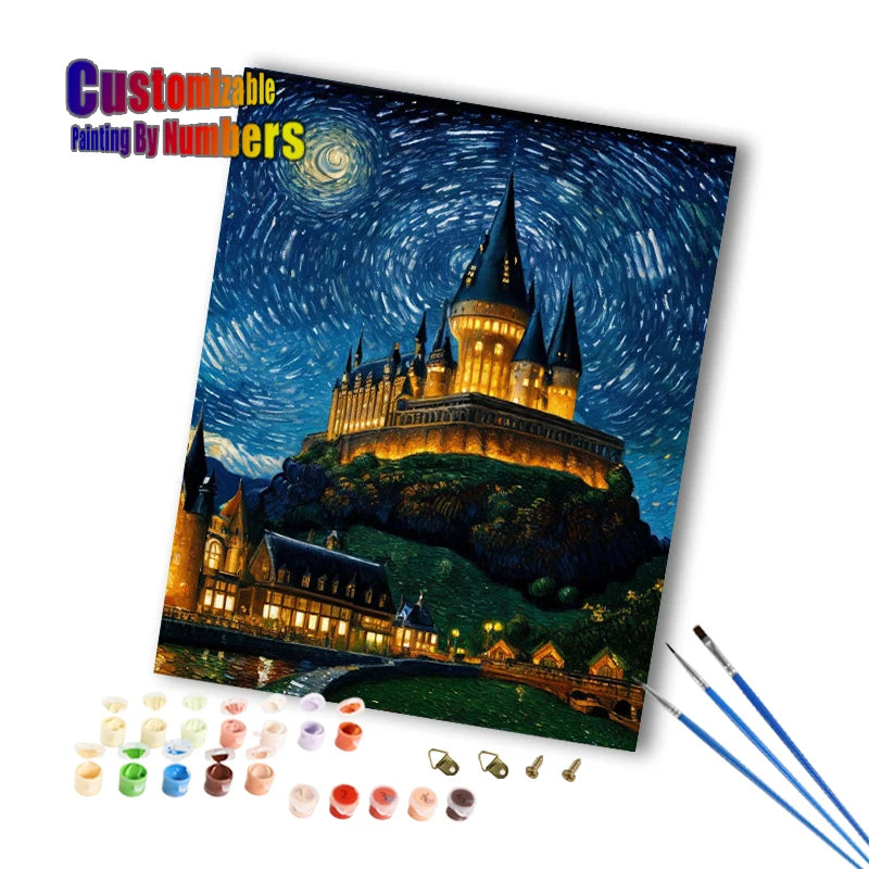 Wholesale Van Gogh Painting by Number Kit Star Castle Paint by Number Artwork Decoration 24 Colors