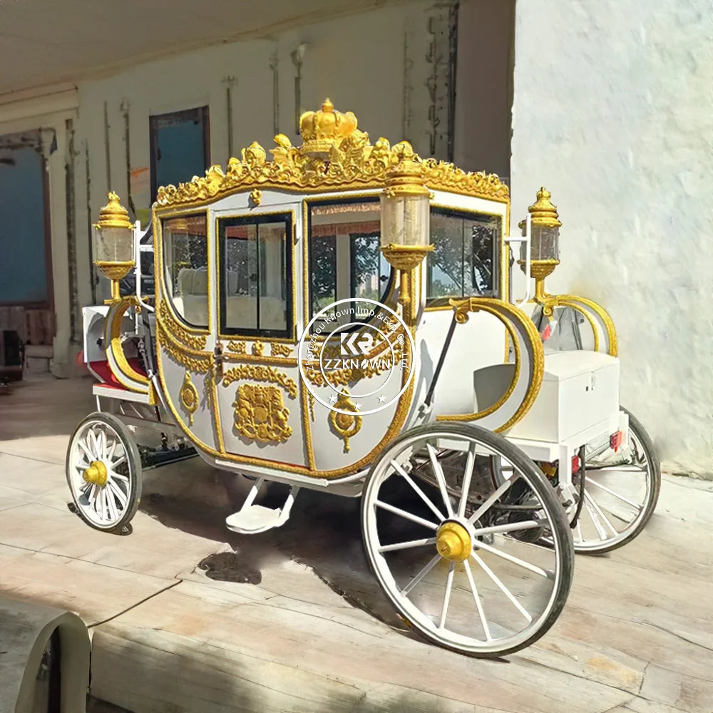 OEM Electric Horseless Carriage Manufacturer Christmas Sightseeing 4 Wheels Royal Style Q235B Steel Frame Multifunctional