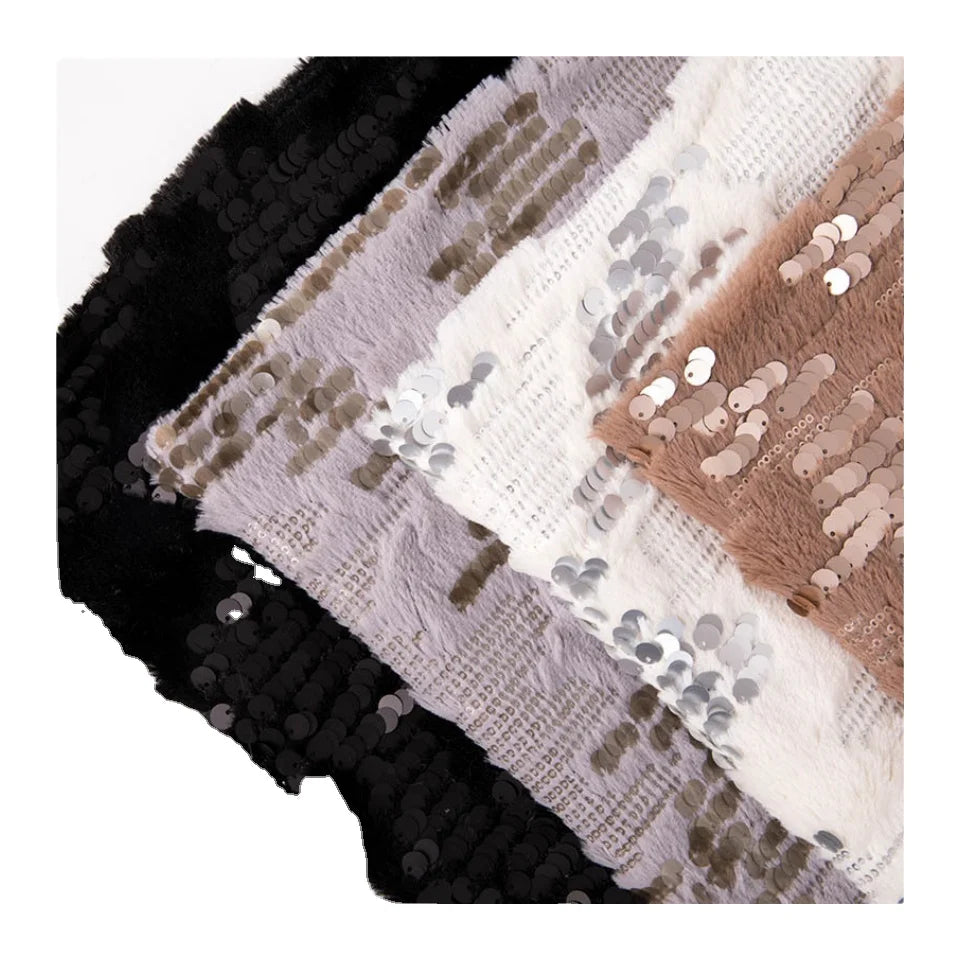 2023 Hot Style PV Velvet Sequin Fabric Small Rabbit Fur Beads Embroidered Velvet Home Textile Pillow Fabric
