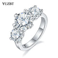 Silver 925 Original Total 5 Carat Brilliant Cut Diamond Test Past Sparkling D Color Moissanite Wedding Ring Gemstone Jewelry