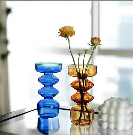 Nordic Modern Style Luxury Glass Vase for Dining Table or Living Room Creative Light Design for Dry Flowers Decorative Use