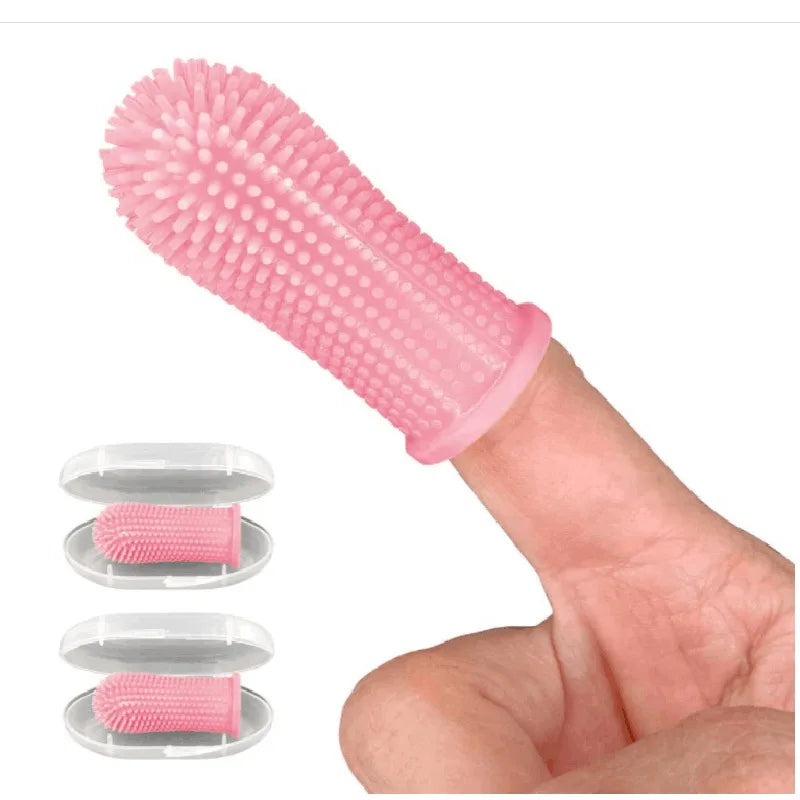 Wholesale 360 Degree round Silicone Finger Toothbrush Kit Best Dental Care for Puppies Stocked Feature Small Pet Dog Toothbrush