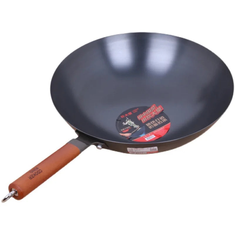 Chinese Style Round Bottom No Coating Iron Pot Wok for Gas stove