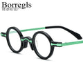Borregls Acetate Alloy Glasses Frame Men 2025 New Brand Design Vintage Retro Small Round Eyeglasses Women Optical Eyewear 19215
