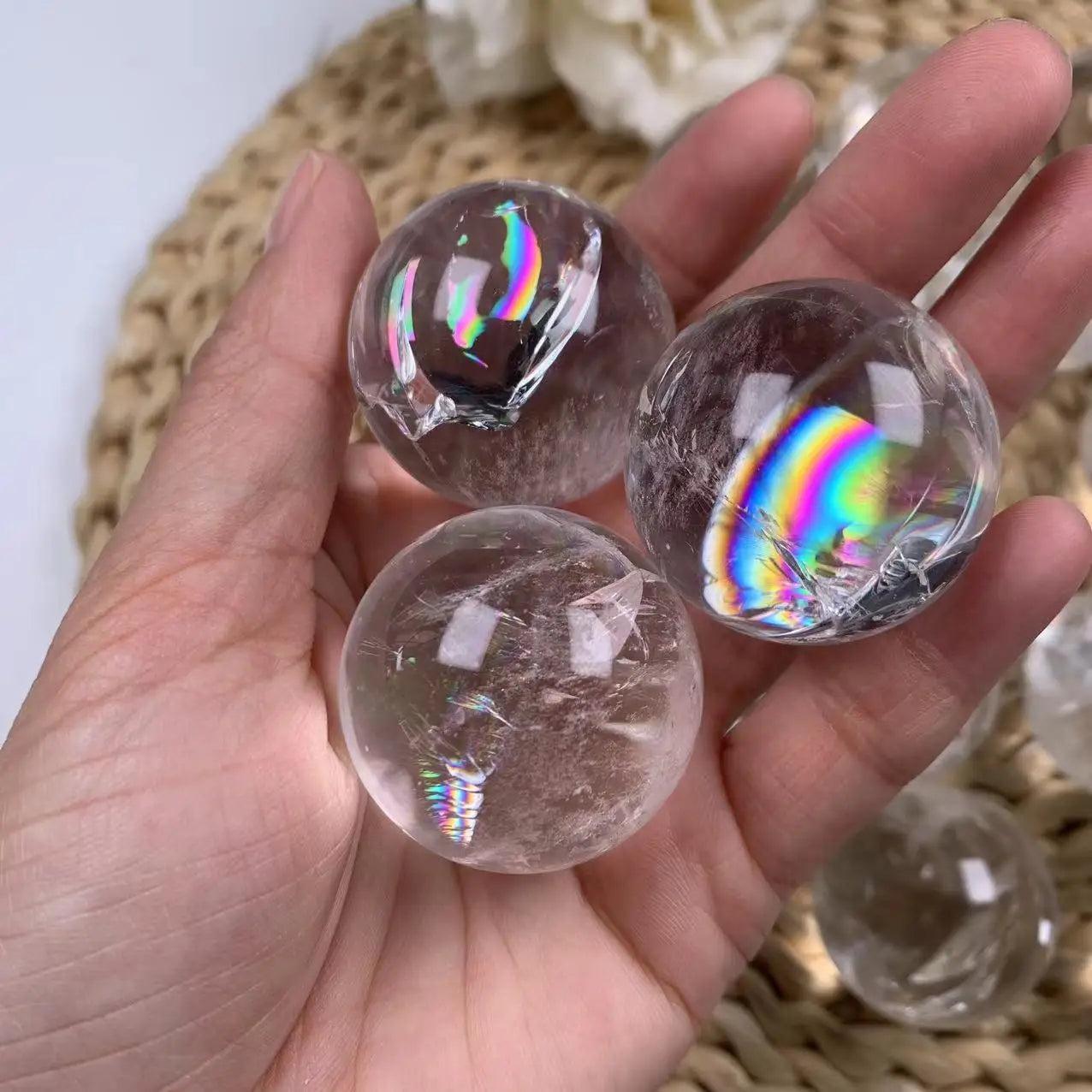 New Arrived 40mm Nature Crystal Healing Cracked Clear Quartz Sphere for Sale