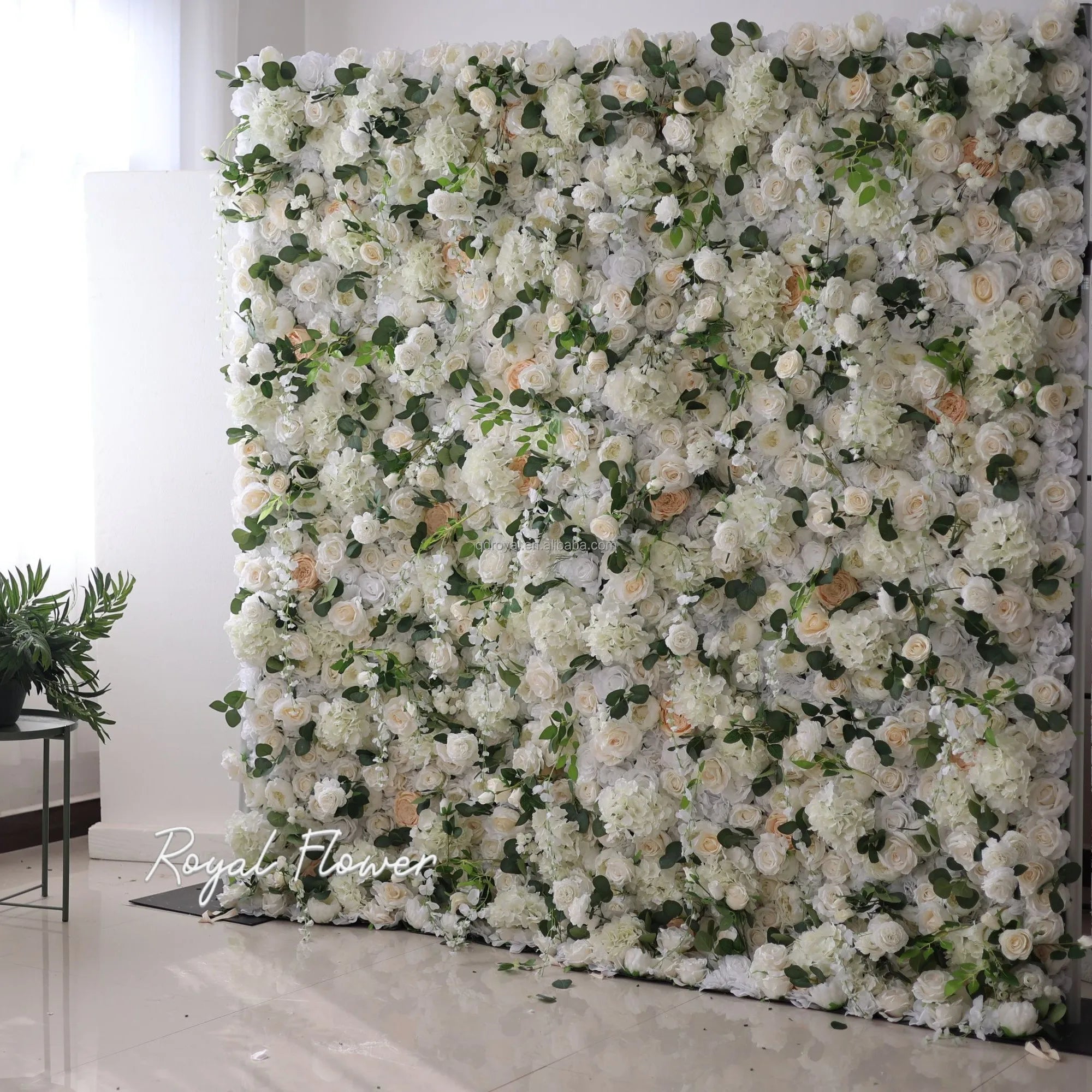 Hot Selling White Flower Wall Wedding Decoration Silk Rose Background Flower for Artificial Flower Wall