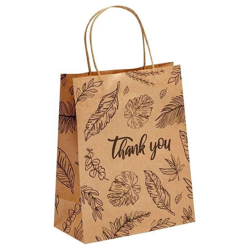 YIWU Anteng Gift Bagspackaging Bags Custom Printed Foil Stamping Brown Kraft Gift Paper Bags With Paper Handle