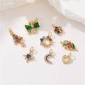 2025 Gift Jewelry Pendants 14K Gold Plated Zircon Four Leaf Clover Love Christmas Tree Accessories for Jewelry Making Charms
