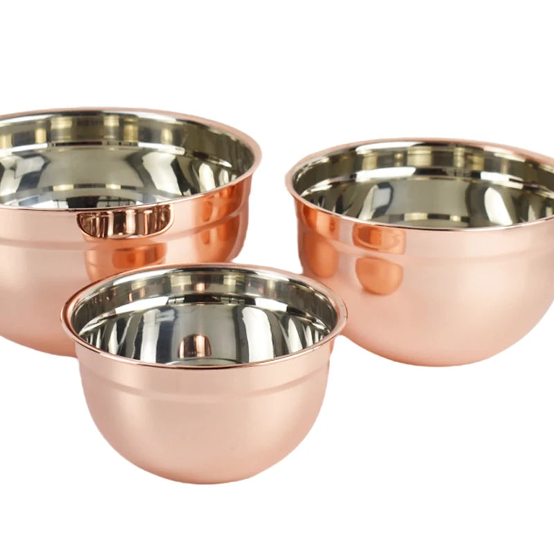 Rose Gold Copper 1.5qt 3.0qt 5.0qt Stainless Steel Mixing Bowls Set Salad Bowl