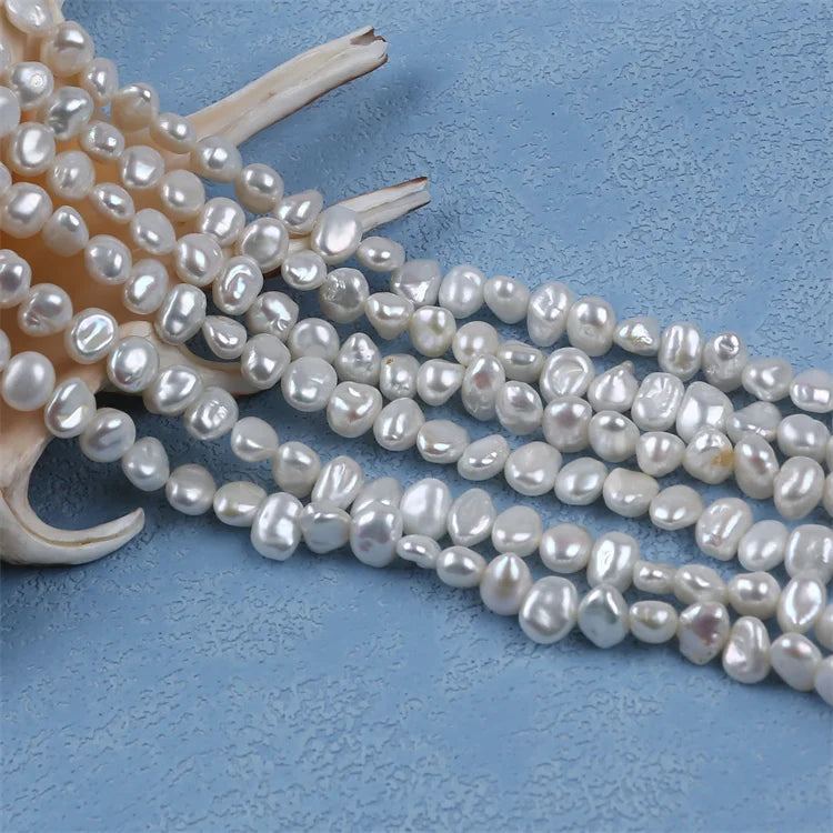 Zhuji Natural Keshi Pearls Strands 6-7mm Freshwater White Color for Jewelry Making