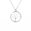 Hongzhuo 2021 Hot sale 7 Clear quartz Tree of Life Natural Tumbled Gemstone Wire Wrapped Pendant Necklace Jewelry