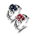 New Fashion Stainless Steel Heart Shaped Gemstone Rings for Couple