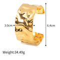 Europe United States Ins Design Concave and Convex Bracelet Fashion Jewelry Wide Stainless Steel Plated 18K Gold Bangle