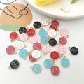 1.2cm Round Double Enamels the Zodiac Pendants As Jewelry Findings Alloy Signs of the Zodiac Charms for DIY Necklace Bracelet
