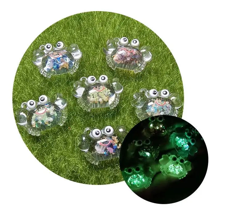 New 100Pcs Colorful Ocean Sea Animal Theme Flatback Slime Charms Golw in Dark Luminous Jellyfish Crab Cabochons for Craft Making