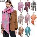 Landfond Accessory Plaid Scarf Soft Warm Tartan Shawl Cape Blanket Scarves Fashion Wrap