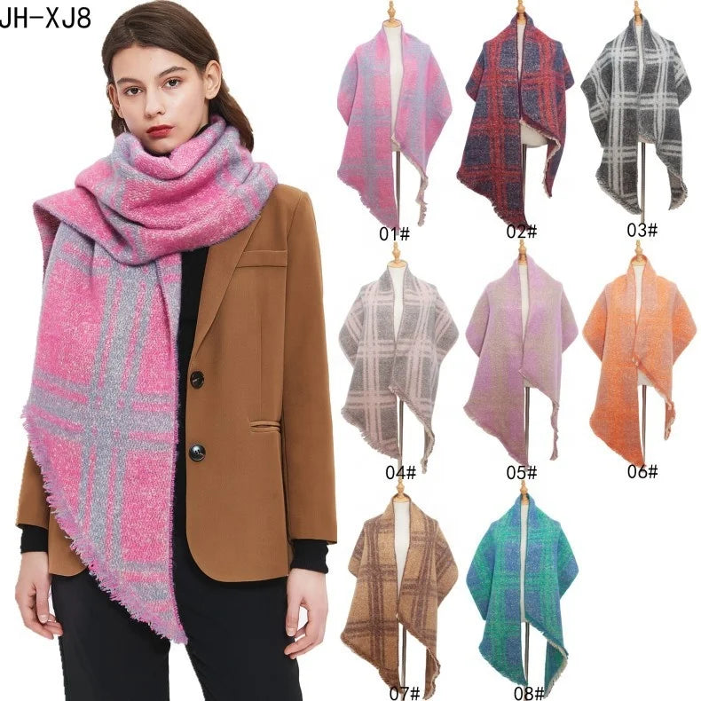 Landfond Accessory Plaid Scarf Soft Warm Tartan Shawl Cape Blanket Scarves Fashion Wrap