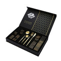 Luxury 24 Pieces Cutlery Set Stainless Steel Flatware Gold Forks Knives Spoon Set 24 Pcs Cutlery Set with Gift Box