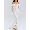 Dress Manufacturer Custom Fashion Bodycon Women off Shoulder Lace Streetwear Breathable Natural Waistline Casual Maxi Dress
