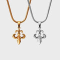 Stainless Steel Lily Flower Jewelry Unique Style Men Snake Chain 27mm Fleur De Lis Pendant Necklace Custom Religion Jewelry