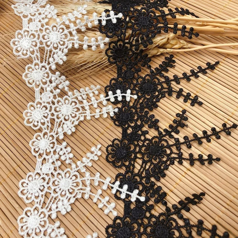 Wholesale Garment Accessories Double Face Embroidered Flower Lace Ribbon 100% Polyester