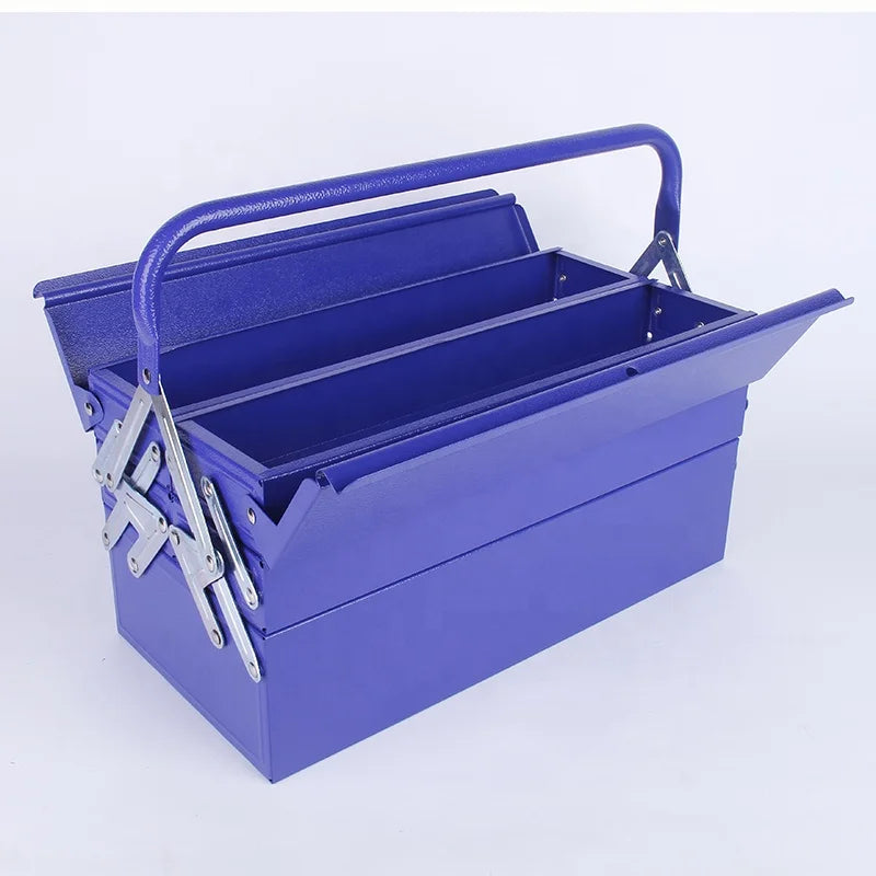 CE Portable 17 Inch Iron Storage Hand Folding Tool Box Three Layers Five Trays Waterproof Shockproof Dustproof Polyester Powder