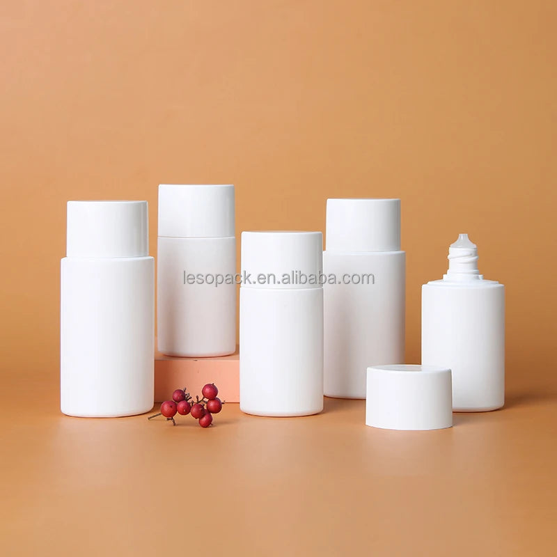 LESOPACK Top Quality 30ml 50ml  HDPE Sunscreen Sun Cream Oval Shape Foundation Primer Bottle Cosmetic Packaging