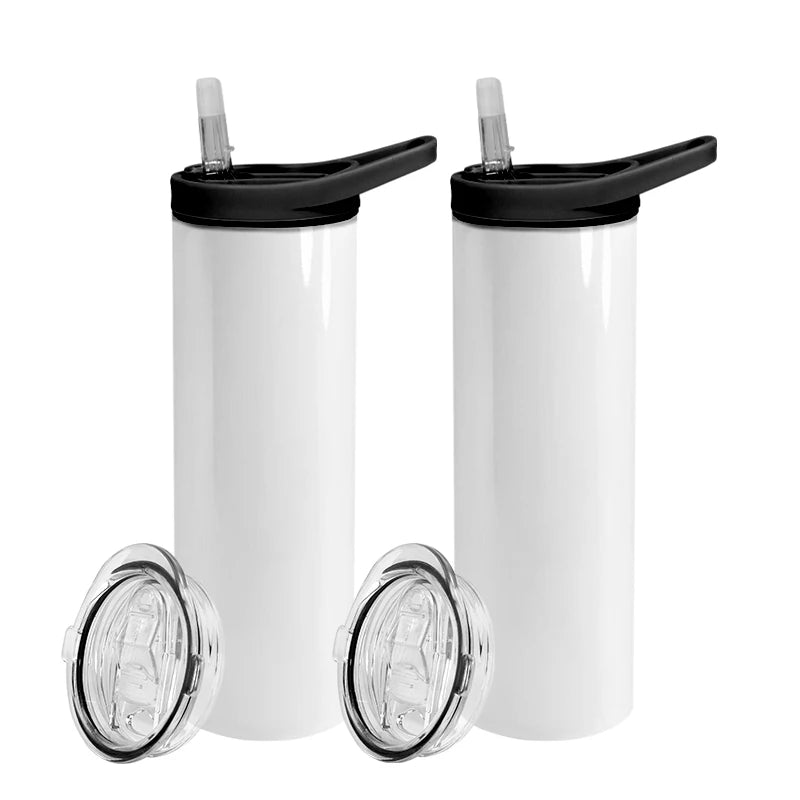 Wholesale 20oz Sublimation Straight Tumbler Vacuum Coffee Mug With Black Carrying Handle Lid and Screw Lid