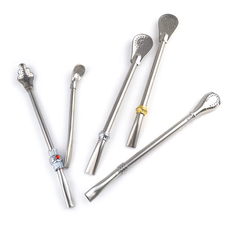 304 Stainless Steel Filter Straw Spoon Yerba Mate Spoon Straw  Filter Tea Spoon