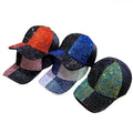 Landfond Women Men Bling Bling Adjustable Sun Hat Sequins Casual Sports Caps Rhinestone Crystals Baseball Cap