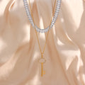 Fine Jewelry Stainless Steel 18K PVD Gold Plated Key Heart Love Chunky Zircon Diamond Chain Pendant Necklace Sets