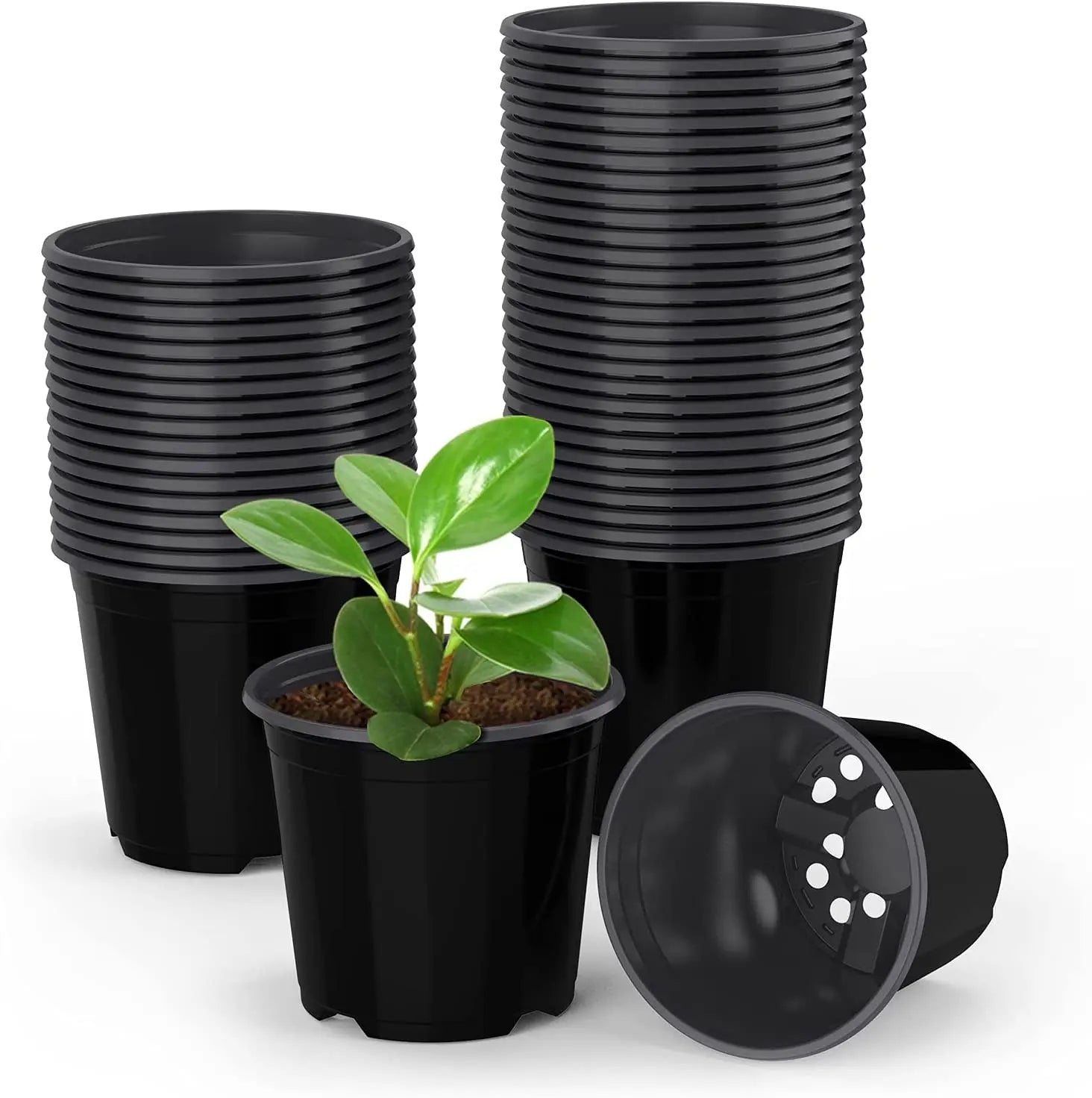 40 Packs Black Plastic Orchid Pot 4 Inches Indoor Planter Seed Starting Pot Flower Plant