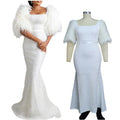 X8230 Elegant Gowns for Women Evening Dress U-neck Cloak Feather Sleeve Mermaid Wedding Dresses for Bridesmaid Sequined Dresses