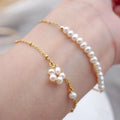 Fashion Sweat Resistant Stainless Steel Wrist Chain Adjustable Beads Charm Bracelet Gold Plated Women Pearl Bracelet