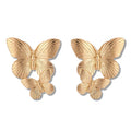 Fashion New Style Gold Plated Butterfly Earrings Vintage Exaggerated Double Butterfly Drop Stud Earrings for Girls