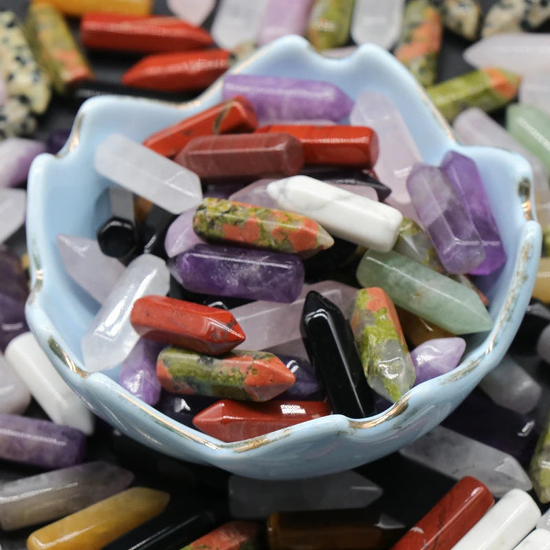 Spiritual Natural Crystal Healing Stone Agate Gift Point Pendant Energy Stone No Holes for DIY Jewelry Making