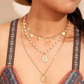 INS Women Jewelry Pendant Choker 3 Layered Pearl Necklace