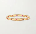 LOZRUNVE 18k Gold Jewelry Dainty Hammered Bezel Ruby CZ Eternity Band Ring Silver 925