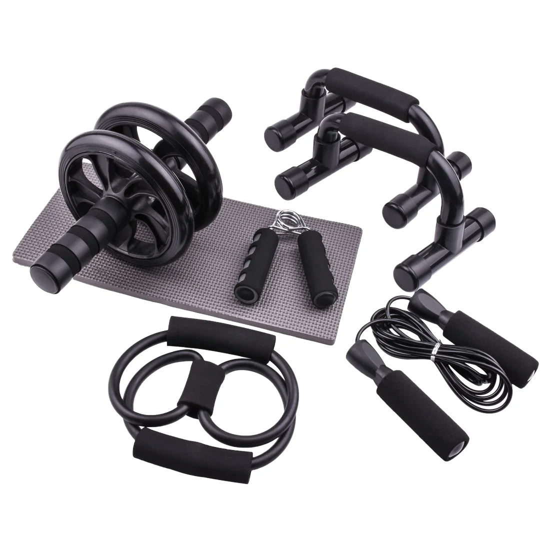 6 in 1 ab Wheel Roller Kit Abdominal Exercise Machine Sports Jump Rope Abdominal Wheel Home Men's Abdominal Muscle Wheel